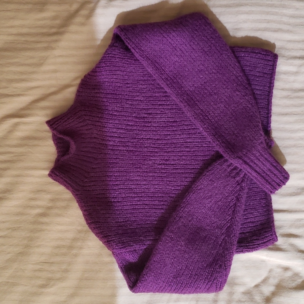 & Other Stories rich purple high neck wool mohair sweater cropped size S